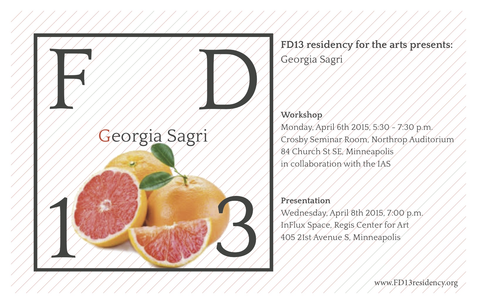 FD13 presents: Georgia Sagri. 6 April & 8 April 2015.