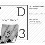FD13 presents: Adam Linder. Wednesday, 28 October 2015, 7pm. The White Page.